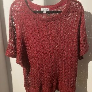Maroon/dark red woven blouse